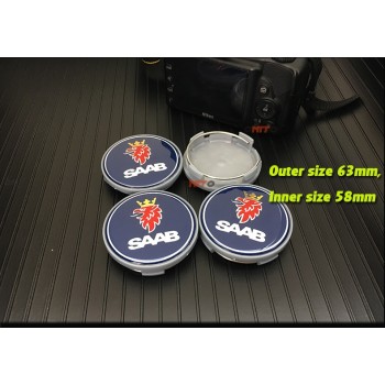 4pcs 60/62/63mm for Saab 9-3 9-5 9-2x 9-5x 9-4x 9-7x 9000 sAAB Car Wheel Center Hub Cap 2.36 sticker decals blue/carbon black