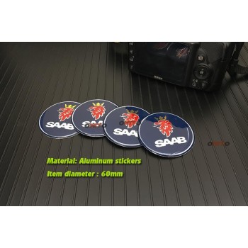 4pcs 60/62/63mm for Saab 9-3 9-5 9-2x 9-5x 9-4x 9-7x 9000 sAAB Car Wheel Center Hub Cap 2.36 sticker decals blue/carbon black