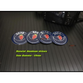 4pcs 60/62/63mm for Saab 9-3 9-5 9-2x 9-5x 9-4x 9-7x 9000 sAAB Car Wheel Center Hub Cap 2.36 sticker decals blue/carbon black