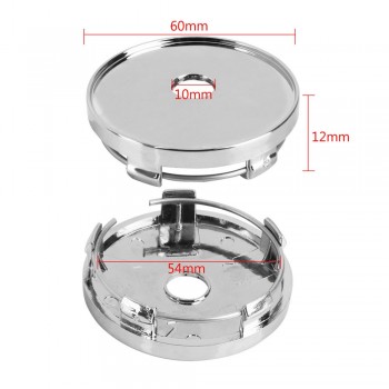 FORAUTO ABS Chrome Wheel Center Cap No Logo 60mm Silver Dust Cover Car Wheel Cover Auto Hubcaps Cover