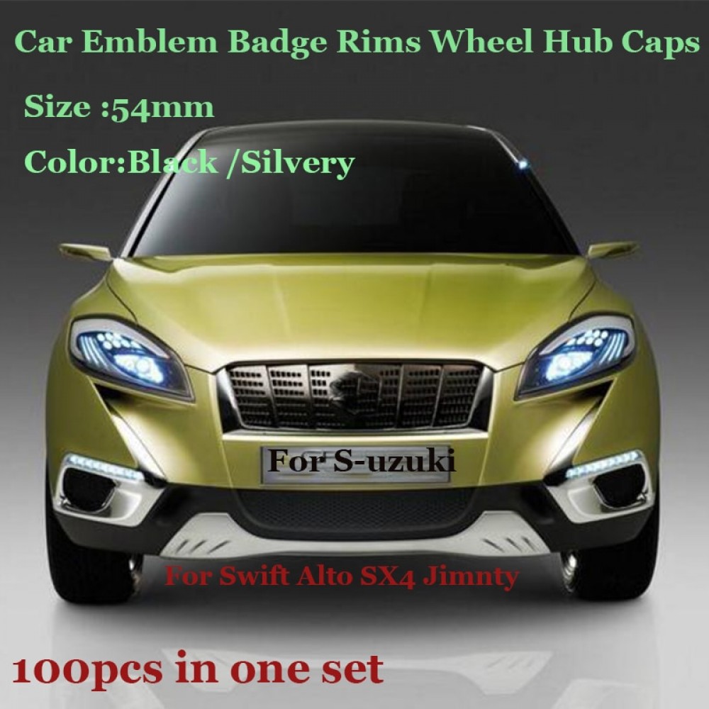 Wholesale price 100pcs/set 54mm For suzuki Swift Alto SX4 Jimnty Car Emblem Wheel hub cover Auto Badge Rims wheel hub caps