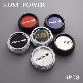 KOM 4pcs 60/56mm clip black amp; chrome wheel center cap for rims cover dust-proof cap volk logo emblem rays racing stickers