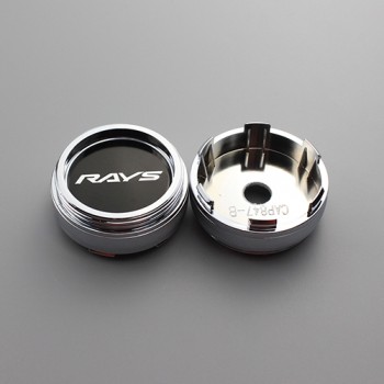 KOM 4pcs 60/56mm clip black amp; chrome wheel center cap for rims cover dust-proof cap volk logo emblem rays racing stickers