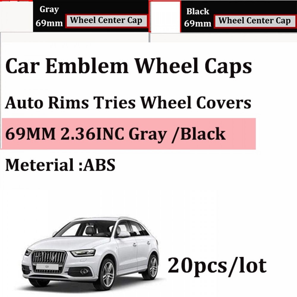 Auto Wheel Covers label 69mm for AUDI A1 A2 A3 A4 A5 A6 A7 A8 Q1 Q3 Q5 Q7 Car Emblem Badge Wheel Center Caps ABS covers 20pcs