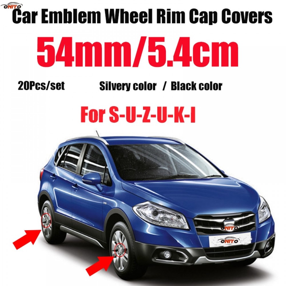 20PCS/SET Car Accessorie for Swift Alto SX4 Jimnty Silvery/Black 54MM Wheel Center Cap Wheel Rim Badge Emblem Covers Chrome