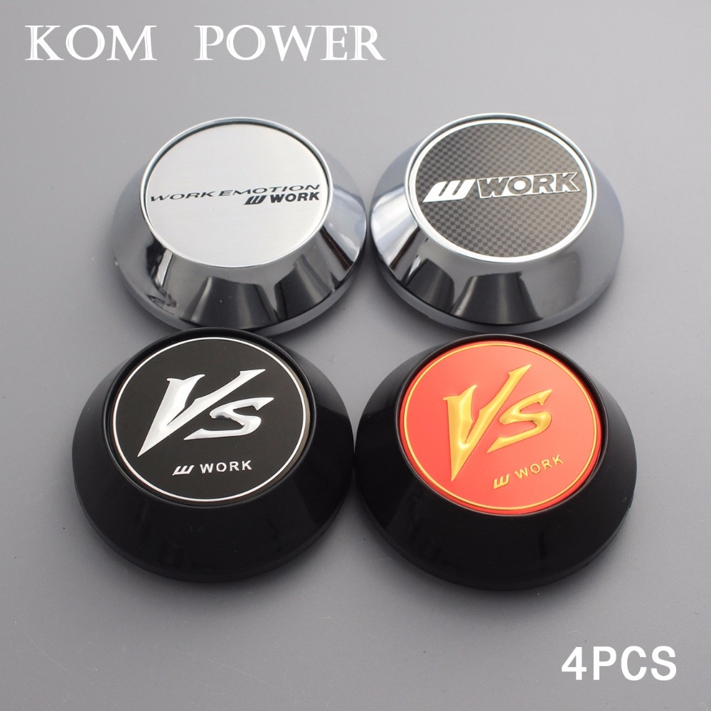 KOM 65mm wheels center cap with blank sticker rim trim hub cap for work emotion vs-xx set of 4 chrome / black clip 2.36 inch/60m