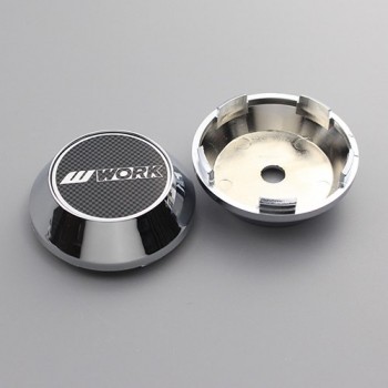 KOM 65mm wheels center cap with blank sticker rim trim hub cap for work emotion vs-xx set of 4 chrome / black clip 2.36 inch/60m