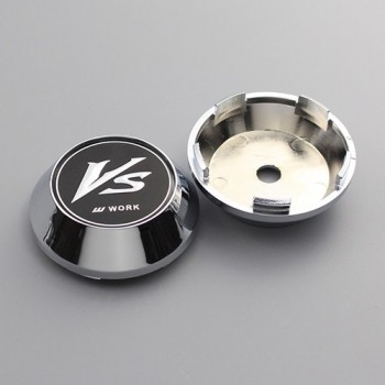 KOM 65mm wheels center cap with blank sticker rim trim hub cap for work emotion vs-xx set of 4 chrome / black clip 2.36 inch/60m