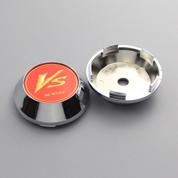 KOM 65mm wheels center cap with blank sticker rim trim hub cap for work emotion vs-xx set of 4 chrome / black clip 2.36 inch/60m