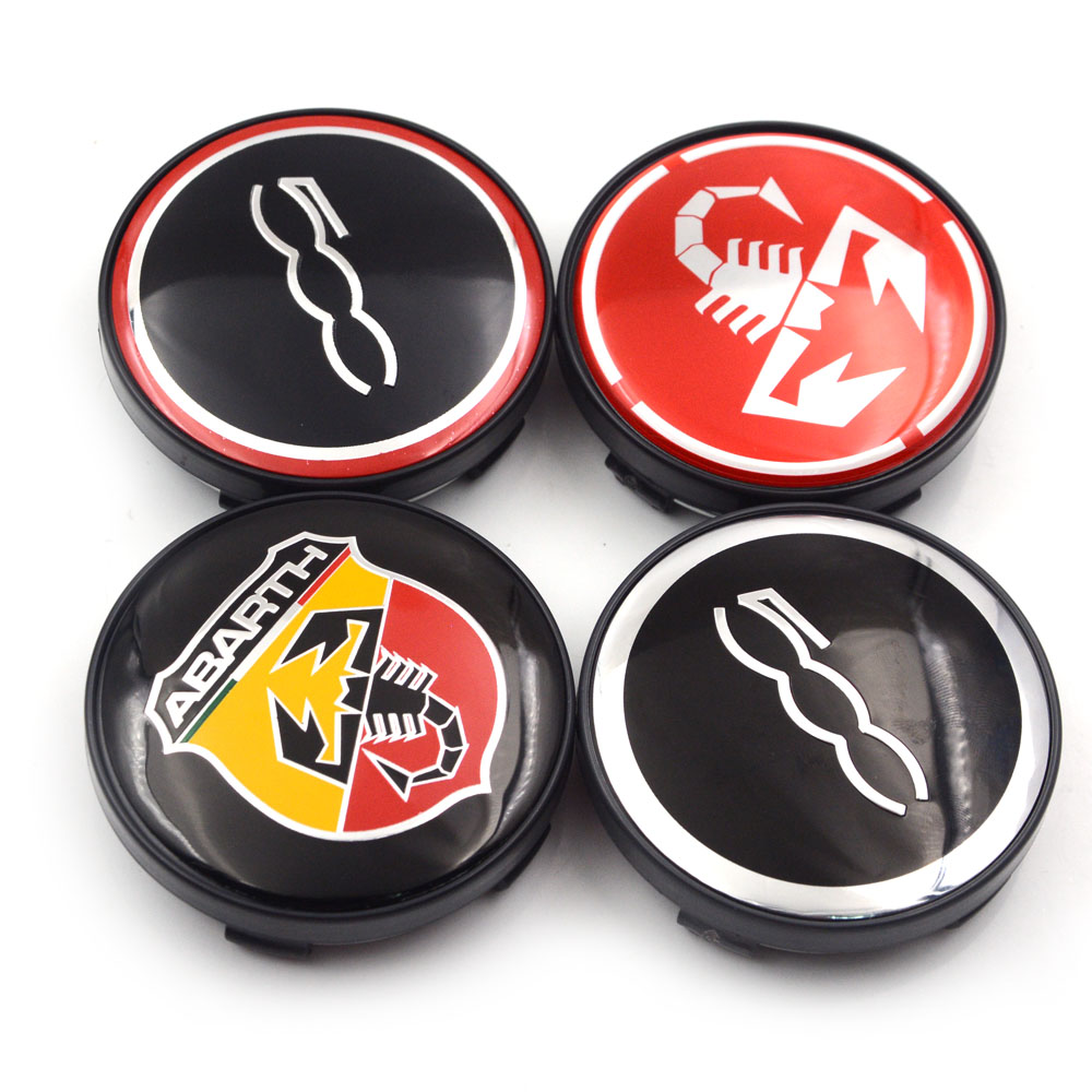 Gzhengtong 4pcs/lot 60mm Abarth and 500 Car Emblem Wheel Center Hub Cap Wheel Badge Covers for 124 125 125 500 695 OT2000 Coupe