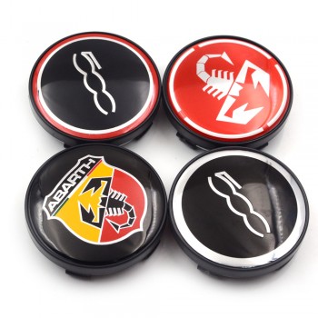 Gzhengtong 4pcs/lot 60mm Abarth and 500 Car Emblem Wheel Center Hub Cap Wheel Badge Covers for 124 125 125 500 695 OT2000 Coupe