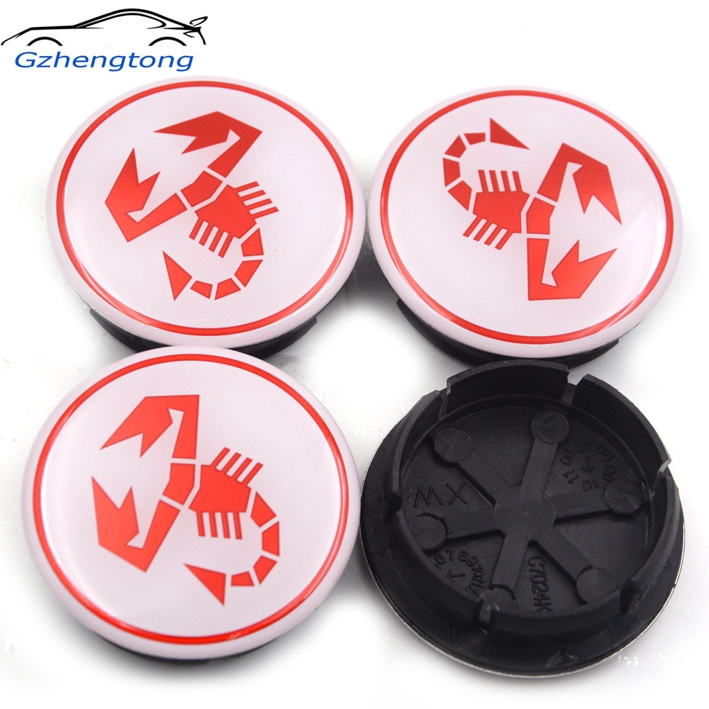 Gzhengtong 4pcs/lot 50mm (44mm) For 500 Abarth Wheel Hub Center Cap Rims for Fiat Abarth Marea Multipla Punto White Scorpion