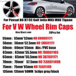 20pcs 76mm 70mm 65mm 63mm 60mm 56mm 55mm Car Wheel Center Hub Caps For Passat B6 B7 CC Golf MK5 MK6 Tiguan Auto emblem Covers