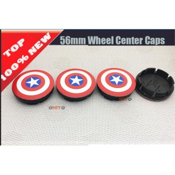 4pcs 56mm 60mm 64mm 135mm Car Wheel Center Hub Cap 60MM Wheel Dust-proof emblem covers for Captain America Logo car Accessories