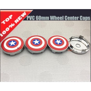 4pcs 56mm 60mm 64mm 135mm Car Wheel Center Hub Cap 60MM Wheel Dust-proof emblem covers for Captain America Logo car Accessories