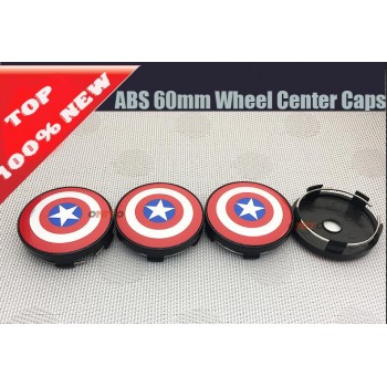 4pcs 56mm 60mm 64mm 135mm Car Wheel Center Hub Cap 60MM Wheel Dust-proof emblem covers for Captain America Logo car Accessories