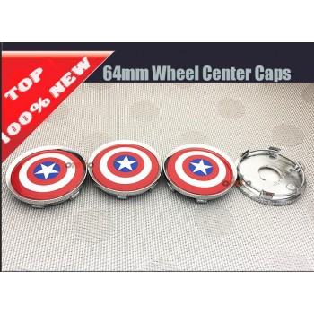 4pcs 56mm 60mm 64mm 135mm Car Wheel Center Hub Cap 60MM Wheel Dust-proof emblem covers for Captain America Logo car Accessories