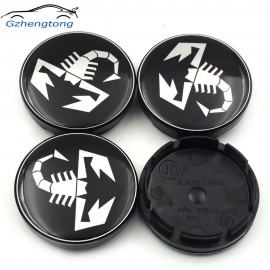 Gzhengtong 4pc/lot 56mm Abarth Logo Car Emblem Wheel Center Hub Cap Rim Badge Covers 5JA601151A Black Scorpion Wheel Caps