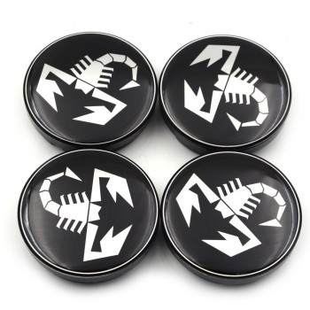 Gzhengtong 4pc/lot 56mm Abarth Logo Car Emblem Wheel Center Hub Cap Rim Badge Covers 5JA601151A Black Scorpion Wheel Caps