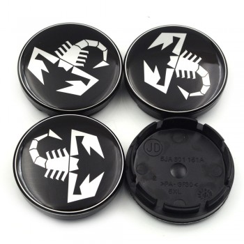 Gzhengtong 4pc/lot 56mm Abarth Logo Car Emblem Wheel Center Hub Cap Rim Badge Covers 5JA601151A Black Scorpion Wheel Caps