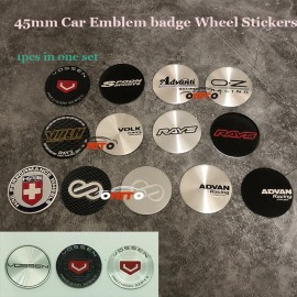 Car Styling 4pcs/lot  45mm Car Wheel hub Sticker Auto Wheel Center Label Emblem Rims Wheels For Vossen O.Z Racing Volk Rays logo