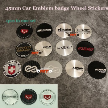 Car Styling 4pcs/lot  45mm Car Wheel hub Sticker Auto Wheel Center Label Emblem Rims Wheels For Vossen O.Z Racing Volk Rays logo
