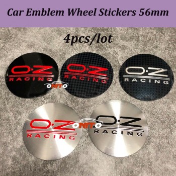 4pcs /lot 56MM Car Emblem For OZ racing O.Z Logo Badge Covers For Mazda VW Skoda Bmw Nissan Jeep Seat Car Wheel Center Caps