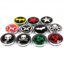 60mm Punisher Star Skull Pentagram Car wheel center hub caps Aluminum Skull Logo Emblem Badge caps Decoration Car styling