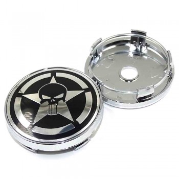 60mm Punisher Star Skull Pentagram Car wheel center hub caps Aluminum Skull Logo Emblem Badge caps Decoration Car styling