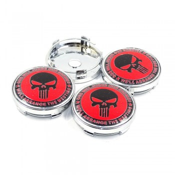 60mm Punisher Star Skull Pentagram Car wheel center hub caps Aluminum Skull Logo Emblem Badge caps Decoration Car styling
