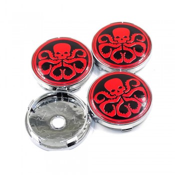 60mm Punisher Star Skull Pentagram Car wheel center hub caps Aluminum Skull Logo Emblem Badge caps Decoration Car styling