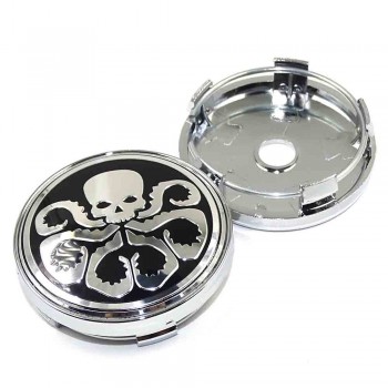 60mm Punisher Star Skull Pentagram Car wheel center hub caps Aluminum Skull Logo Emblem Badge caps Decoration Car styling