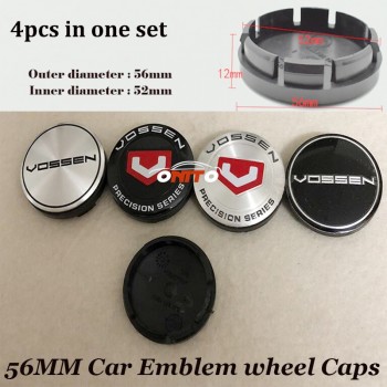 4pcs/set of 56mm 2.20inch ABS Label Car Emblem badge Wheel hub Caps Car Stickers car-styling for  Vossen logo badge