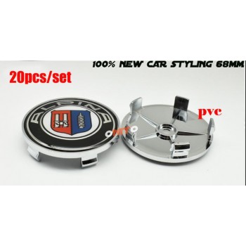 20pcs car badge stickers 68mm 2.68inch PVC BASE Car emblem Wheel Hub Caps logo covers 5pins /Clips Car Wheel Hub caps for alpina