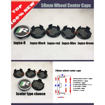 4Pcs R logo Emblem Car Wheel Center Hub Covers Caps R Badge 58MM For XJ XF XK X-TYPE Car Wheel Center Caps Emblem Badge cover