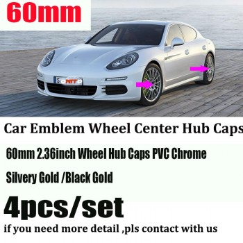 60mm PVC 4pcs Auto Wheel center Covers For 911 Panamera Cayenne Boxster Cayman Macan Car Wheel hub Cap Car Emblem Badge