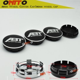 4pcs BLACK 56mm 60mm ABT logo car emblem Wheel Center Hub Cap Rim badge covers styling 2.20 For Polo Golf 266 ABT WHEEL CAPS