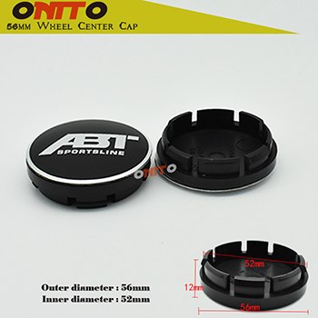 4pcs BLACK 56mm 60mm ABT logo car emblem Wheel Center Hub Cap Rim badge covers styling 2.20 For Polo Golf 266 ABT WHEEL CAPS
