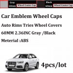 4pcs for AUDI A1 A2 A3 A4 A5 A6 A7 A8 Q1 Q3 Q5 Q7 Car Emblem Badge Wheel Center Caps 60mm 2.36inch ABS covers Auto Wheel