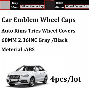 4pcs for AUDI A1 A2 A3 A4 A5 A6 A7 A8 Q1 Q3 Q5 Q7 Car Emblem Badge Wheel Center Caps 60mm 2.36inch ABS covers Auto Wheel