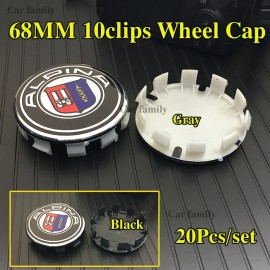 20pcs/set Custom 68mm 10Clips Dust-proof Car Accessories Car Wheel Center Hub caps Rims Logo Emblem For bmw Alpina Blue White