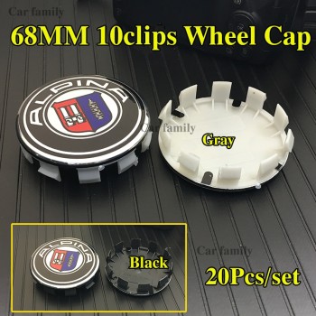 20pcs/set Custom 68mm 10Clips Dust-proof Car Accessories Car Wheel Center Hub caps Rims Logo Emblem For bmw Alpina Blue White