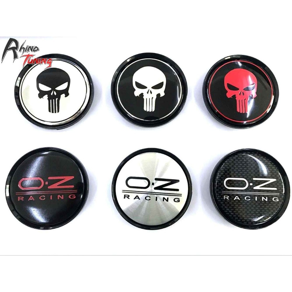 Rhino Tuning 4PC 63mm(57mm) Skull The Punisher Car Wheel Center Cap Emblem For OZ Racing M595 Superturismo WRC Auto Rim Cap 675