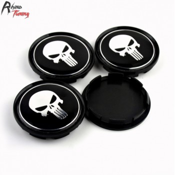 Rhino Tuning 4PC 63mm(57mm) Skull The Punisher Car Wheel Center Cap Emblem For OZ Racing M595 Superturismo WRC Auto Rim Cap 675