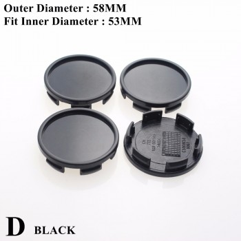 Blank Wheel Center Cap For Rims 50.5/54/56/58/59.5MM No Logo Without Emblem Car-Covers Cap Fit Plane Surface Sticker SET OF 4