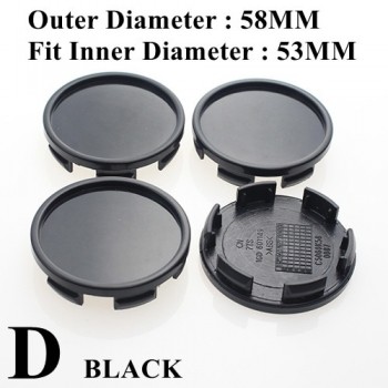 Blank Wheel Center Cap For Rims 50.5/54/56/58/59.5MM No Logo Without Emblem Car-Covers Cap Fit Plane Surface Sticker SET OF 4