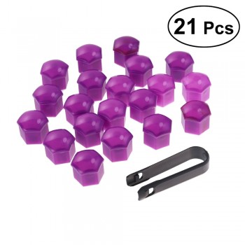 VORCOOL 20pcs 21mm Hexagonal Wheel Lug Nut Covers Bolts Covers Screw Protect Caps Cover Wheel Nuts with 1 Clip Car Styling
