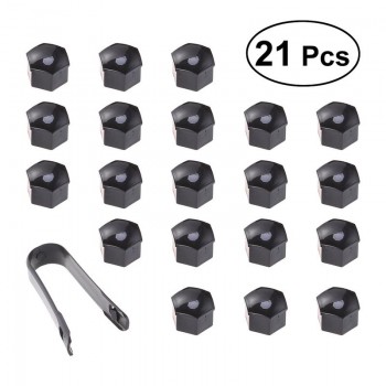 VORCOOL 20pcs 21mm Hexagonal Wheel Lug Nut Covers Bolts Covers Screw Protect Caps Cover Wheel Nuts with 1 Clip Car Styling