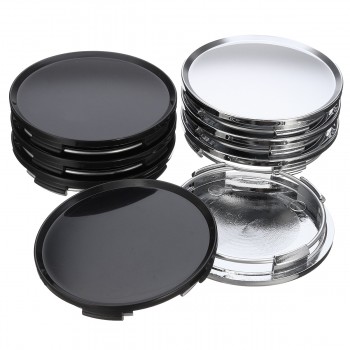 4pcs Universal 63mm Car Vehicle Plain Wheel Center Hub Cap Cover Black Sliver