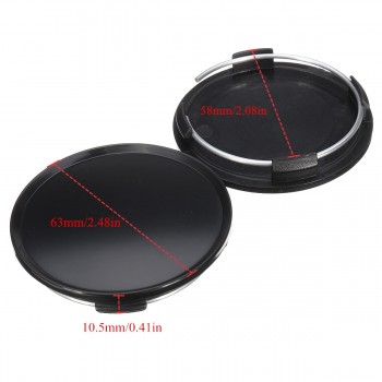 4pcs Universal 63mm Car Vehicle Plain Wheel Center Hub Cap Cover Black Sliver